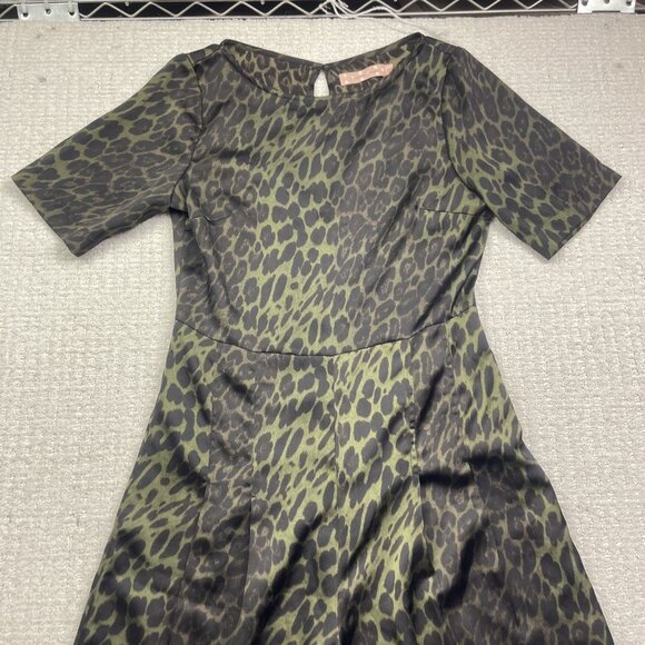 TP Traffic People Women's Wide Leg Green Leopard AOP Pantsuit / Jumpsuit Sz S - Picture 2 of 11